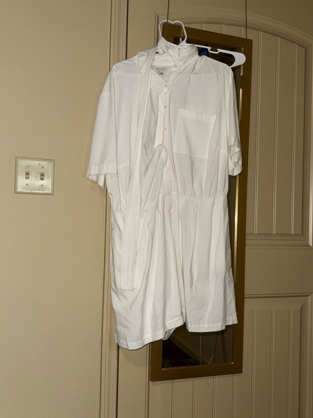 Ava & Viv White Short-Sleeve Tie-Neck Romper